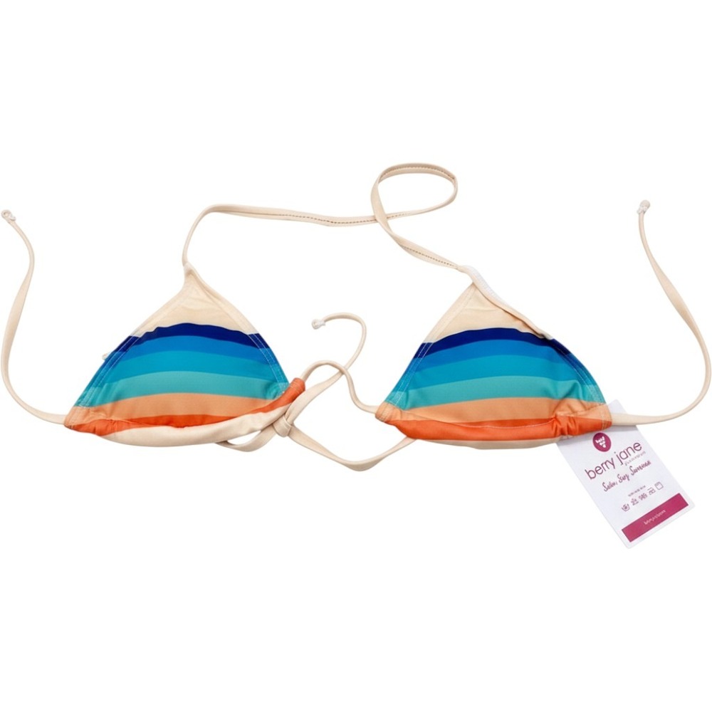 Berry Jane Women's Multicolor Striped Triangle Bikini Swim Top Size Medium